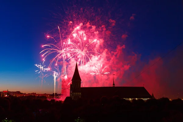 Tűzijáték Kant székesegyházra — Stock Fotó