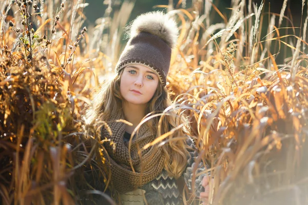 Young girl in a reed — Stock Photo, Image