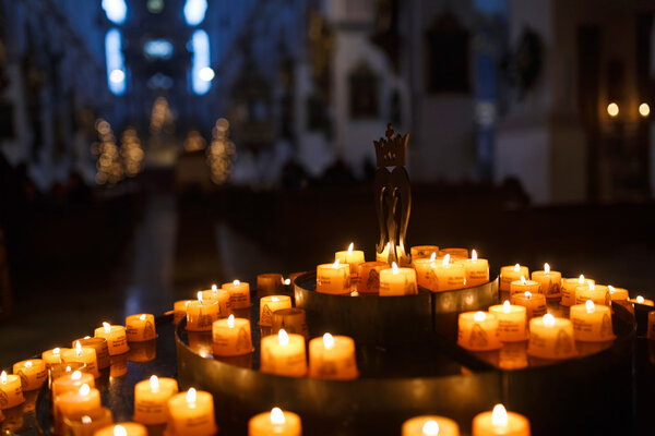 Candles for prayers in church