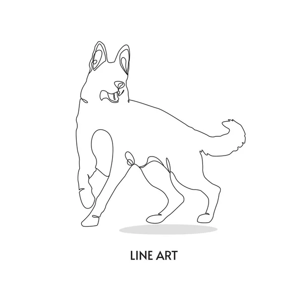 Hund Stil Der Fortlaufenden Linienzeichnung Schwarze Skizze Auf Weißem Hintergrund — Stockvektor