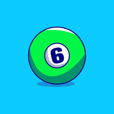 Bilardo topu 6 numaralı vektör, bilardo topu simgesinin çizimi - bilardo topunun izole edilmiş hali