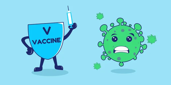 Çizgi Film Karakteri Sağlık Konsepti Corona Virüsüyle Savaş — Stok Vektör