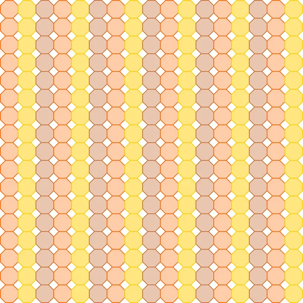 Octagones en amarillo, naranja y marrón engastados en filas — Vector de stock