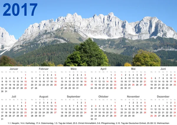 Ετήσιο ημερολόγιο 2017 ορεινό τοπίο Ger — Φωτογραφία Αρχείου