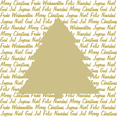 Golden christmas tree on christmas wishes clipart