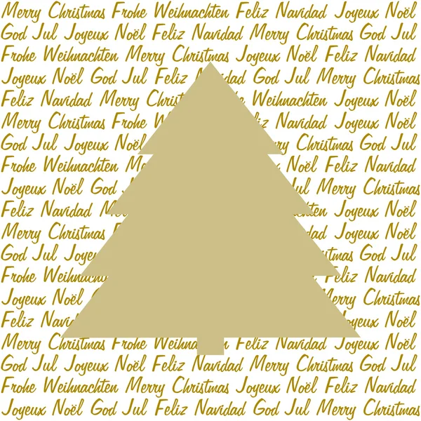 Golden christmas tree on christmas wishes — Stock Vector