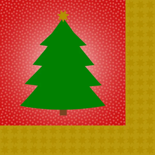 Green christmas tee on red — Stock Photo, Image
