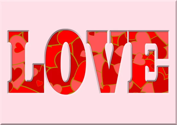Γράμματα αγάπη με διαφορετικό κόκκινο και ροζ καρδιές — Φωτογραφία Αρχείου