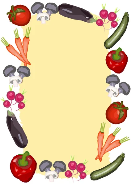 Různé zeleniny obklopují velké textové pole — Stock fotografie