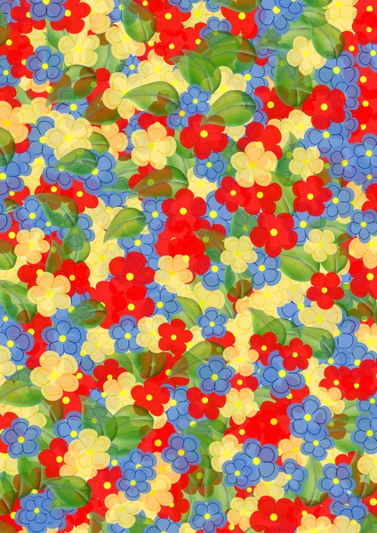Kolorowe kwiaty i liście — Zdjęcie stockowe