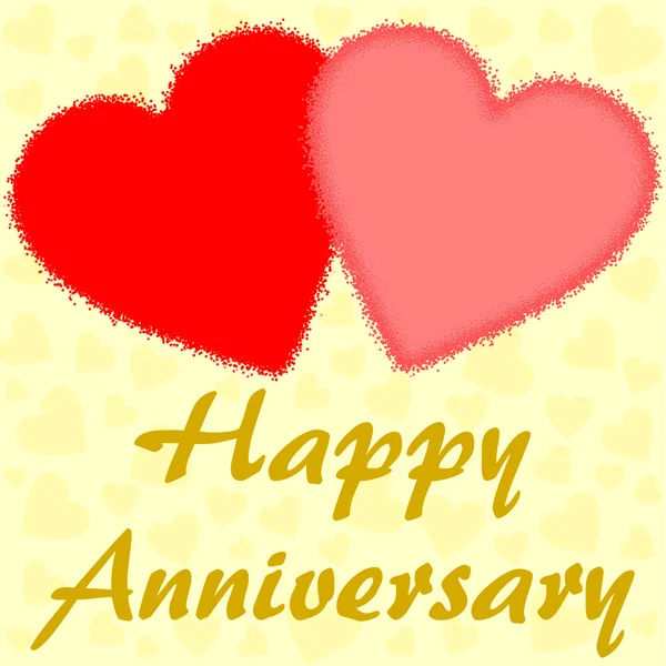 Happy Anniversary with two big red hearts — Stock Photo, Image