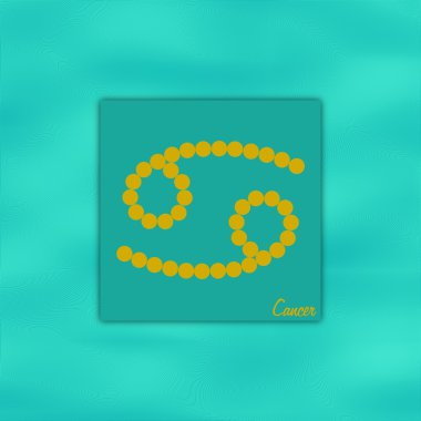 Symbol of the zodiac sign cancer on turquoise clipart