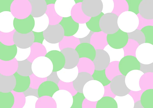 Muchos círculos superpuestos en rosa, verde claro, gris claro y blanco — Vector de stock