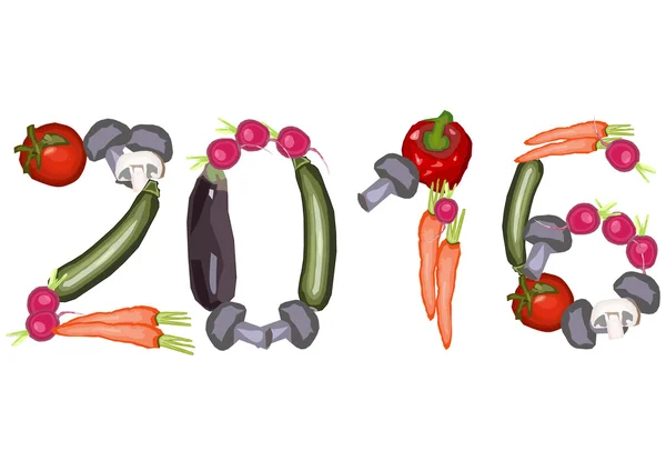 2016 hecho de varias verduras — Archivo Imágenes Vectoriales