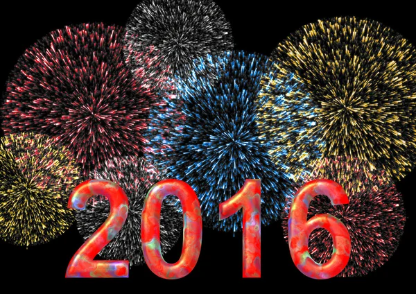 Colorful 2016 with firework — Stock Photo, Image