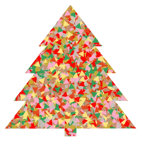 Un grand sapin de Noël fait de nombreux triangles colorés — Photo