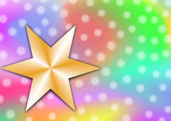 Large golden shining star on colorful background — Stock Photo, Image