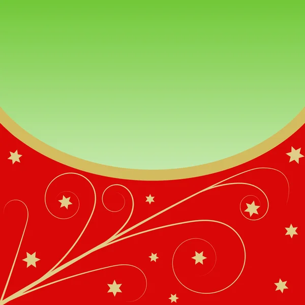 Modèle Golden Flourish avec des étoiles sur le rouge et un grand espace de copie — Photo