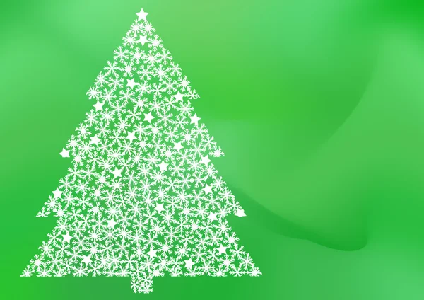 Julgran från snöflingor på en grön — Stockfoto