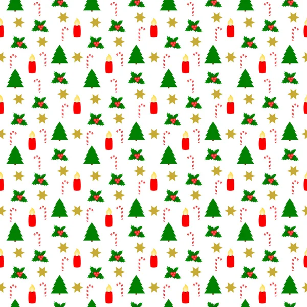 Símbolos de Natal diferentes no teste padrão sem emenda no branco — Fotografia de Stock
