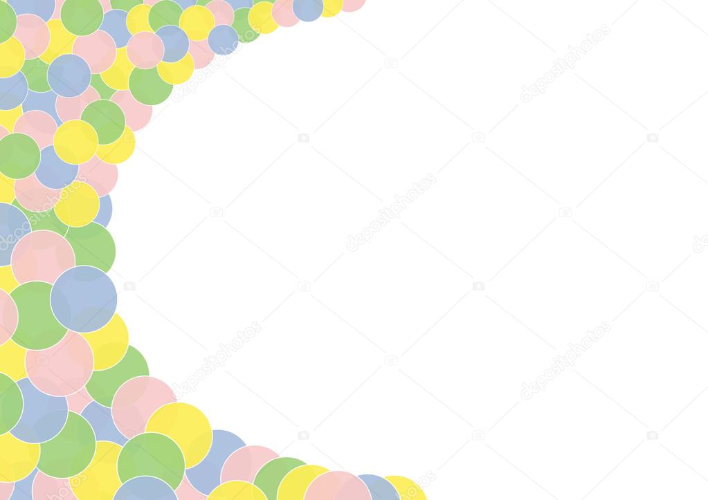 Colorful circles in pastel colors arranged  in a half bow