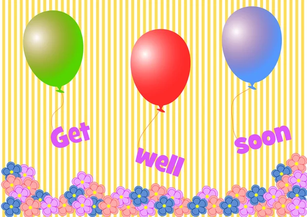 Get well soon lettering hanging on colorful balloons