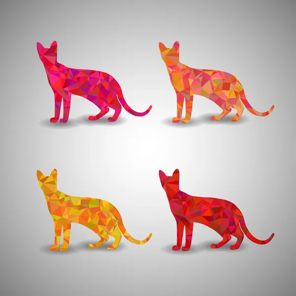 Polygonální kočky silueta — Stockový vektor