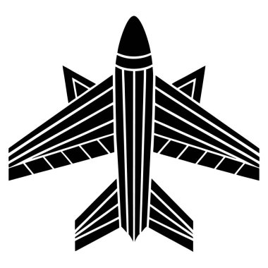 vector black and white icon of military aircraft