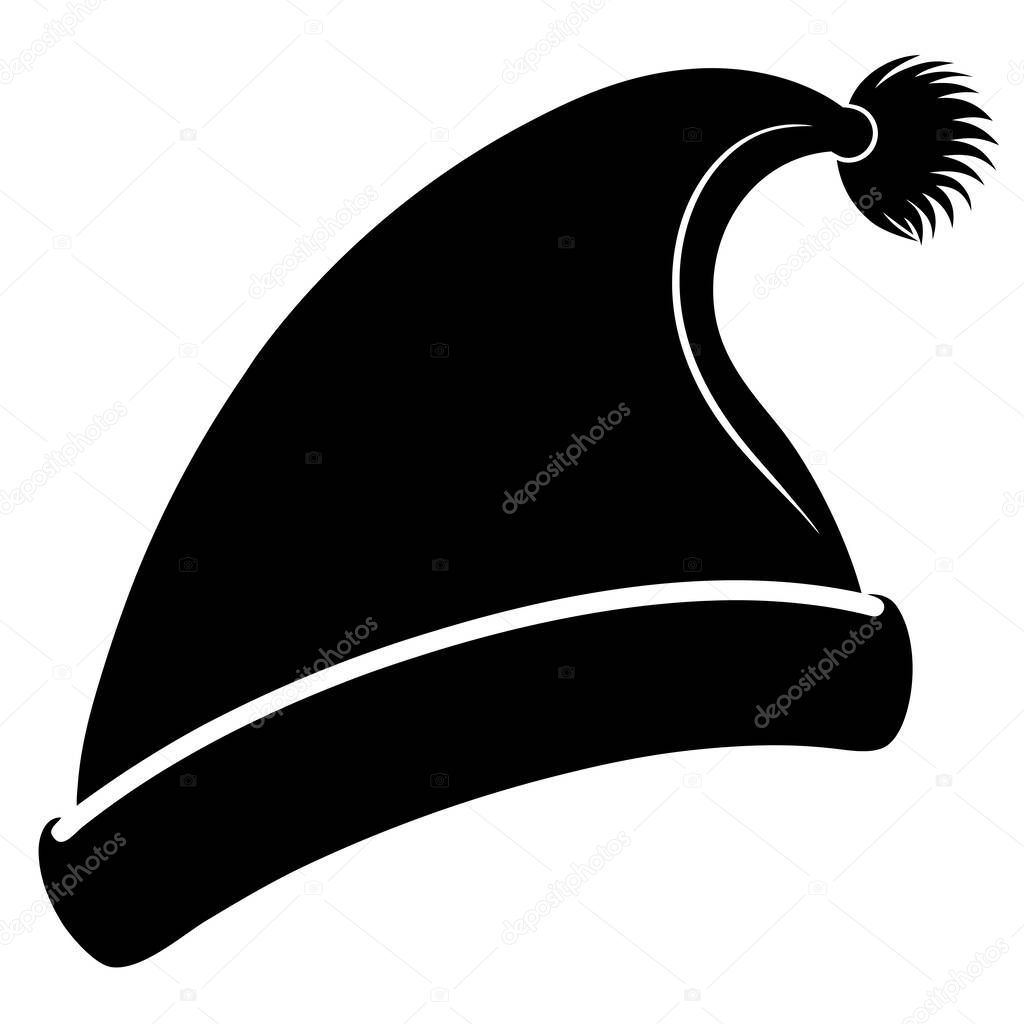 Christmas Hat Silhouette Vector Minimal Santa Claus Cap for Holiday Design and Decorations. Vector illustration