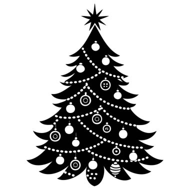 Yıldızlı ve toplu mutlu noel ağaçları