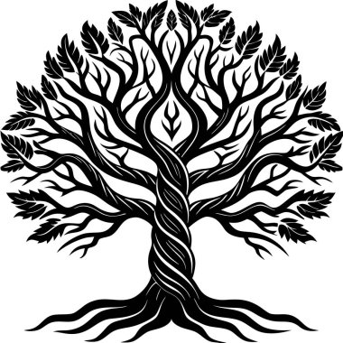 Kökleri ve yaprakları olan ağaç