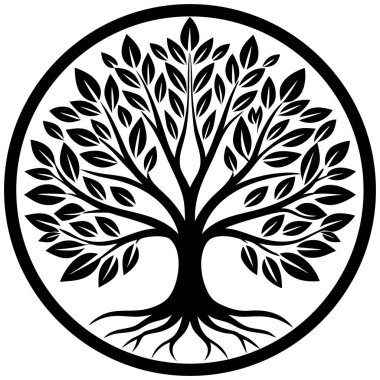 Söğüt ağacının uzun dallı siyah silueti. Doğa ve refah tasarımları, meditasyon temaları, şiirsel sanat eserleri, ekolojik markalaşma, minimalist logolar ve sakin manzara çizimleri için ideal.