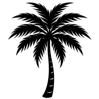 Palm Tree Siluet Vektörü Tropikal Plaj Logosu ve Seyahat ve Tatil için Yaz Doğası Simgesi. Vektör illüstrasyonu