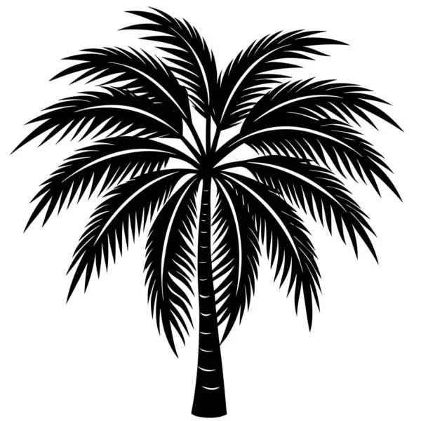 Palm Tree Siluet Vektörü Tropikal Plaj Logosu ve Seyahat ve Tatil için Yaz Doğası Simgesi. Vektör illüstrasyonu