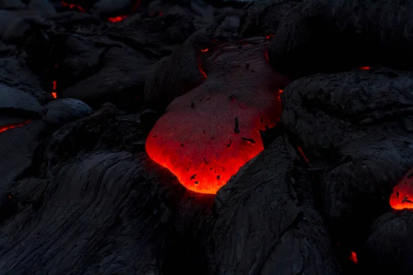 Lava Rovente Vicino Vulcano Attivo Tolbachik Kamchatka Russia — Foto Stock