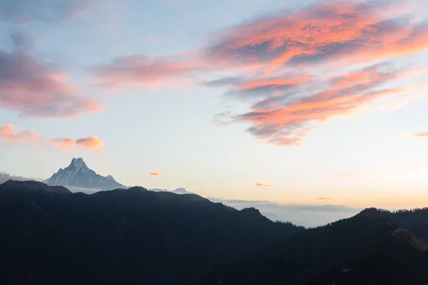 Utsikt Över Mount Machapuchare Från Nepali Betyder Fiskstjärt Från Poon — Stockfoto