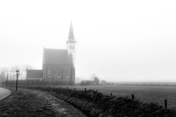 Sonbahar Sisli Sabahı Hollanda Daki Texel Adası Ndaki Den Hoorn — Stok fotoğraf