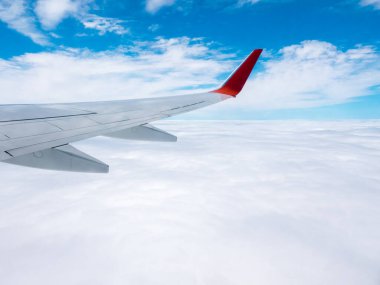 Uçak lombozundan görüntü. Seyahat kavramı