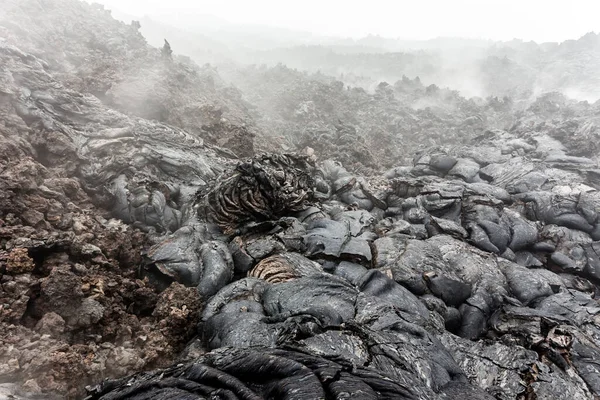 Flusso Lava Solida Vicino Vulcano Attivo Tolbachik Penisola Kamchatka Russia — Foto Stock
