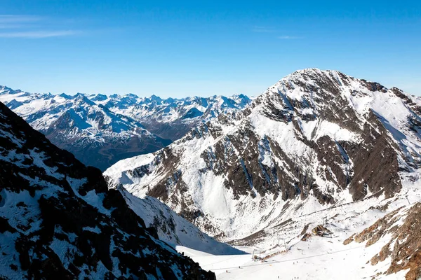 Alp Dağlarında Kayak Yamacı Avusturya Stubai — Stok fotoğraf