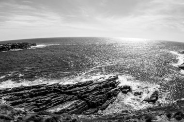 Günbatımında güzel bir sahil şeridi, Güney Avustralya, Kanguru Adası. Balık gözü resmi.