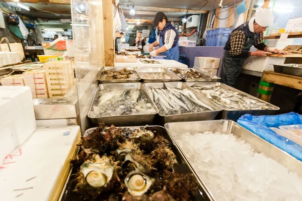 Tokio Japan Januari 2010 Vroege Ochtend Tsukiji Vismarkt Werknemers Die — Stockfoto