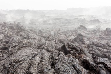 Aktif volkan Tolbachik yakınlarındaki katı lav akışı, Kamçatka Yarımadası, Rusya