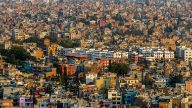 Swayambhunath stupa, Nepal 'den Katmandu şehir manzarası.