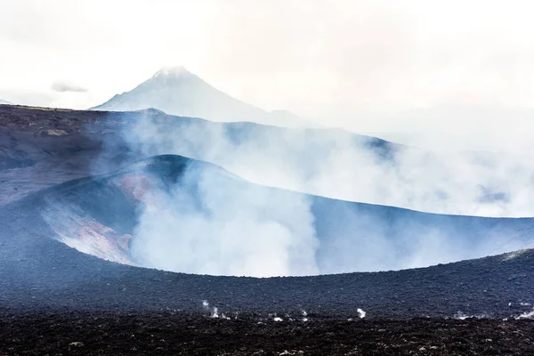 Cráter Vapor Del Volcán Erupción Tolbachik Península Kamchatka — Foto de Stock