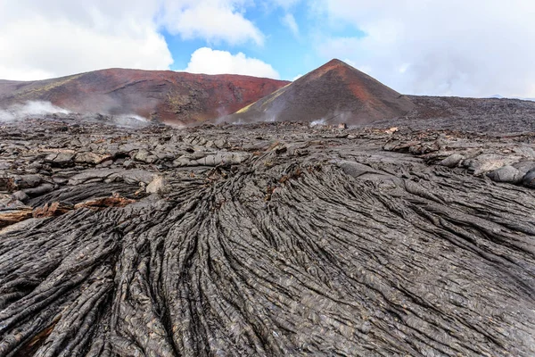 Planície Lava Sólida Perto Vulcão Ativo Tolbachik Kamchatka Rússia — Fotografia de Stock