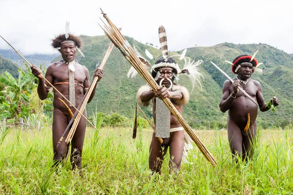 Wamena Endonezya Ocak 2010 Dani Kabilesinin Erkekleri Dugum Dani Köyünde — Stok fotoğraf