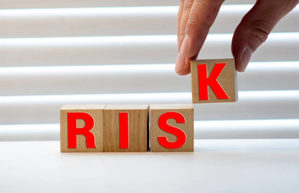 Risk Kelimesi Yapı Taşları Konsept Ile Yapılır — Stok fotoğraf