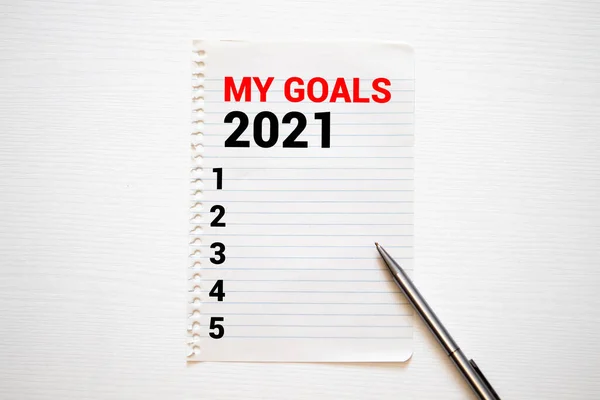 Karta Textem Goal For2021 Diagram Bílé Pozadí — Stock fotografie
