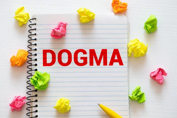 Palabra Dogma Escrita Cuaderno Concepto Negocio — Foto de Stock